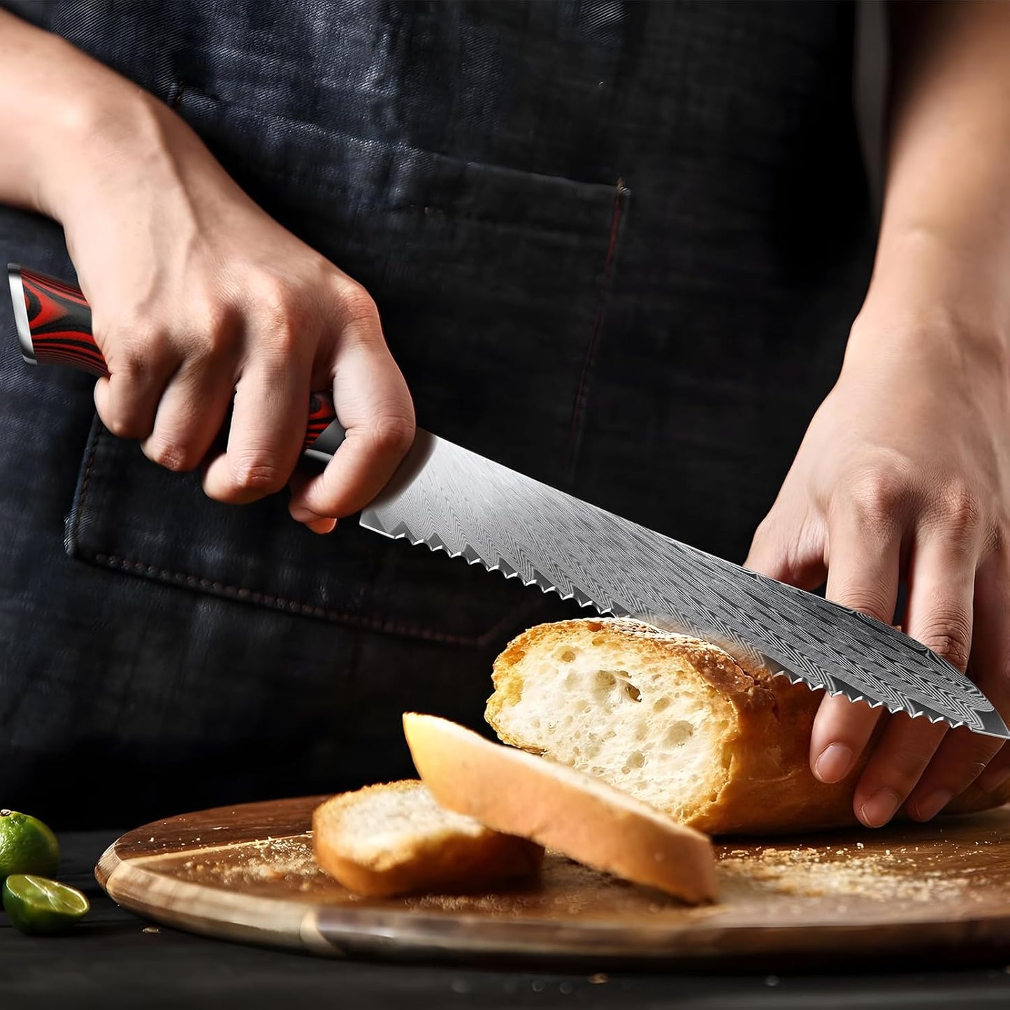 Bread Knife,8 Inch Serrated Bread Knife Ultra Sharp Damascus Steel Bread Kitchen Knife, Professional Bread Knife for Homemade Bread