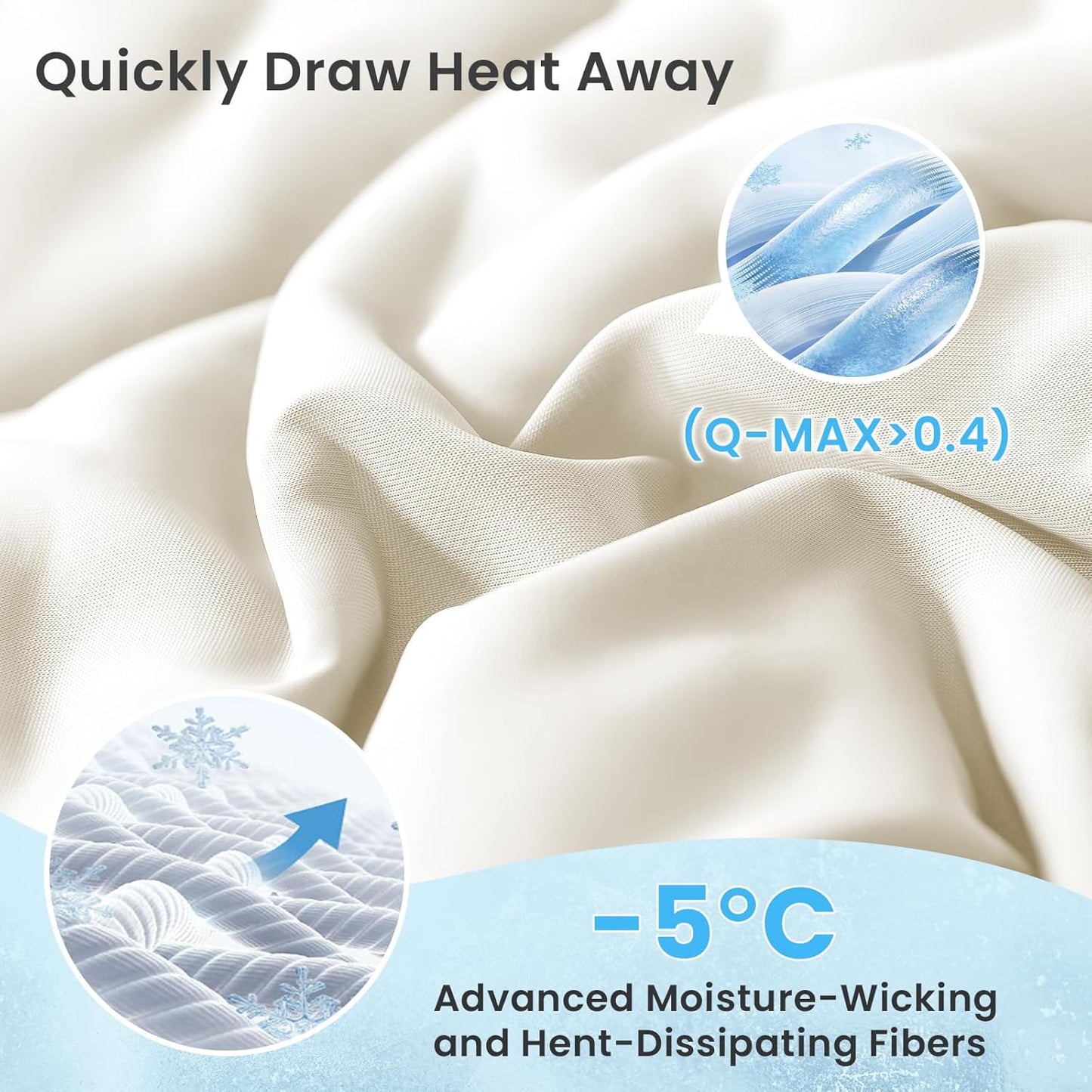 HYLEORY Cooling Comforter Twin Size - Summer Cooling Blanket for Hot Sleepers/Night Sweats, Double-Sided Cold Touch Silky Ice Comforters, Breathable Lightweight Beddings, Cool Cream, 68"x90"