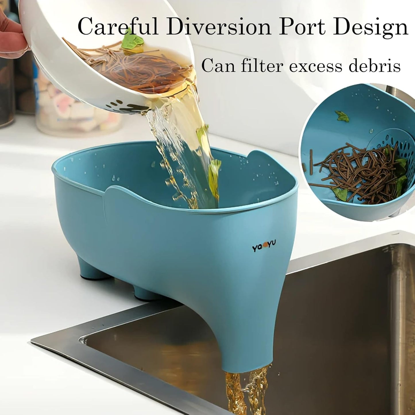 2PCS Vegetables Washing Basket Elephant Drainage Basket Fruit Basket for Draining Pasta Noodles Kitchen(Pink&Gray)