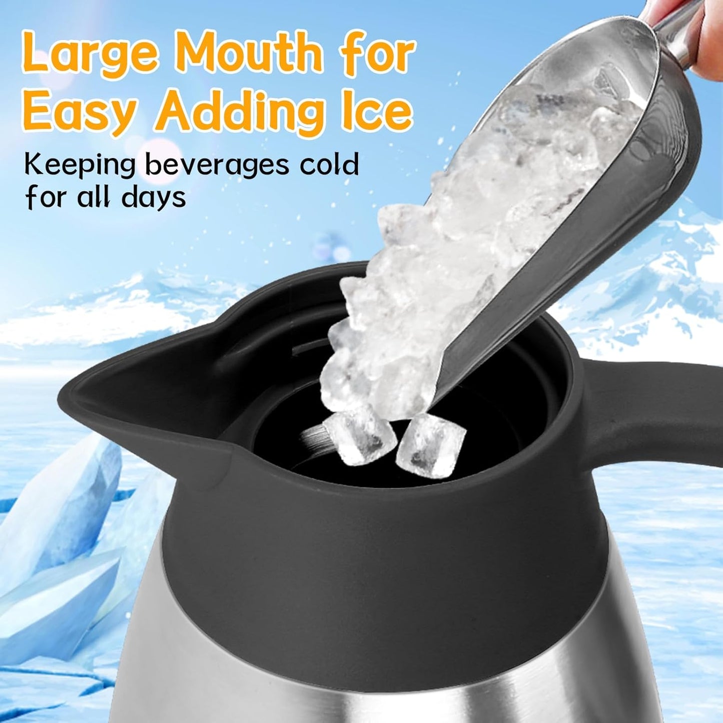 70oz Thermal Coffee Carafe Insulated Coffee Thermos,Stainless Steel Thermos Pitcher,Double Walled Vacuum Insulation Coffee Carafes For Keeping Hot,Tea Water Hot Beverage Dispenser