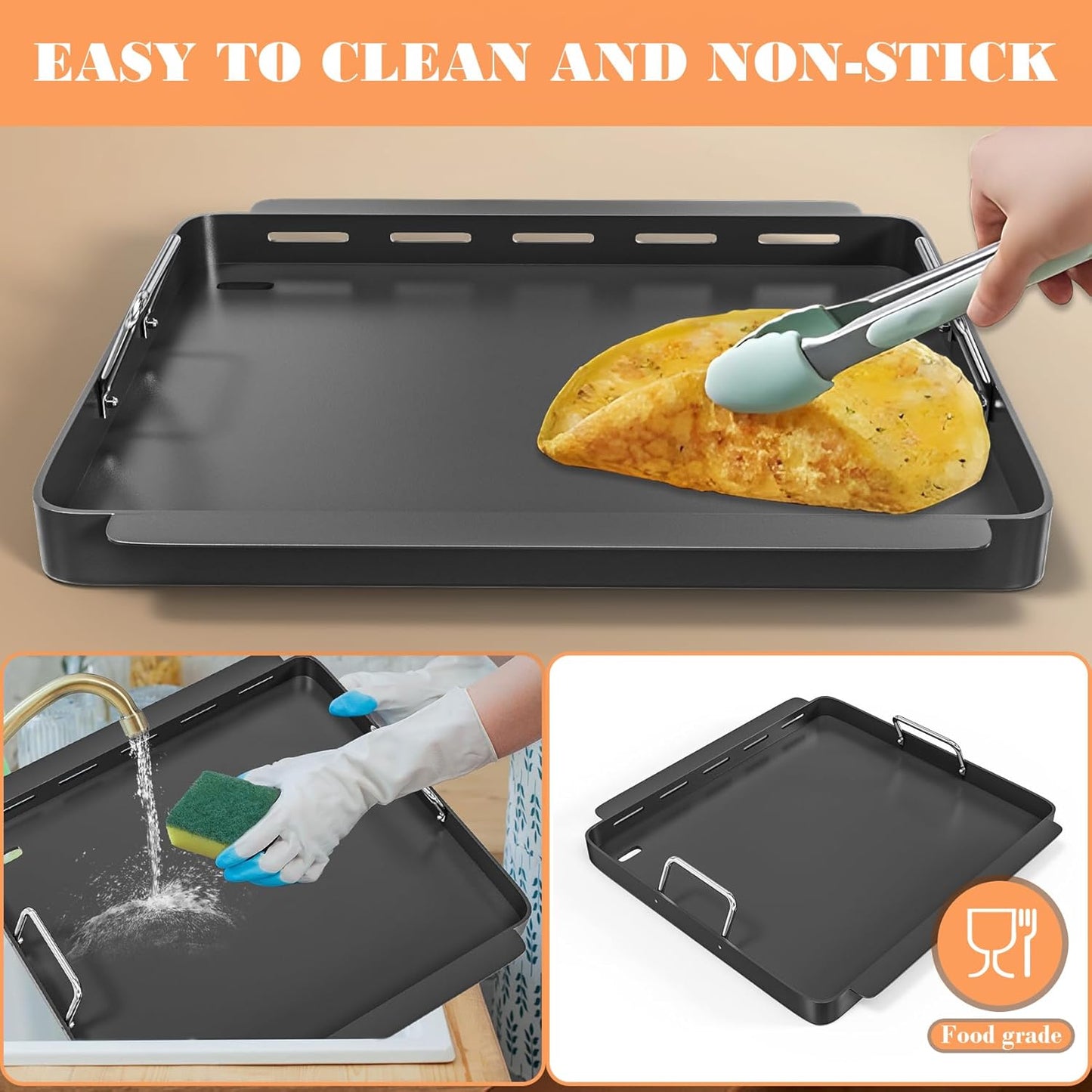 Full Size Griddle Inserts for Charbroil TRU Infrared 466243219 463242516 463342420 466242515 463355220 Gas Grills, G533-0009-W1 Griddle Replacement Parts for Charbroil Infrared 466242616 466242615