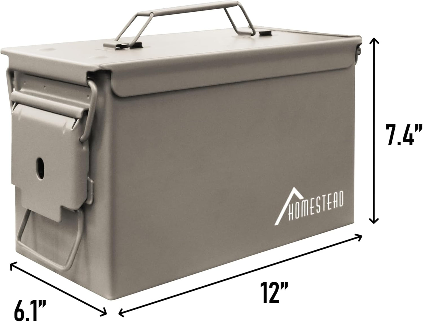 HOMESTEAD 50 Cal Metal Ammo Can – 4 Pack M2A1 Military Steel Ammo Storage Box, Airtight and Water-Resistant Ammunition, Dark Brown Color