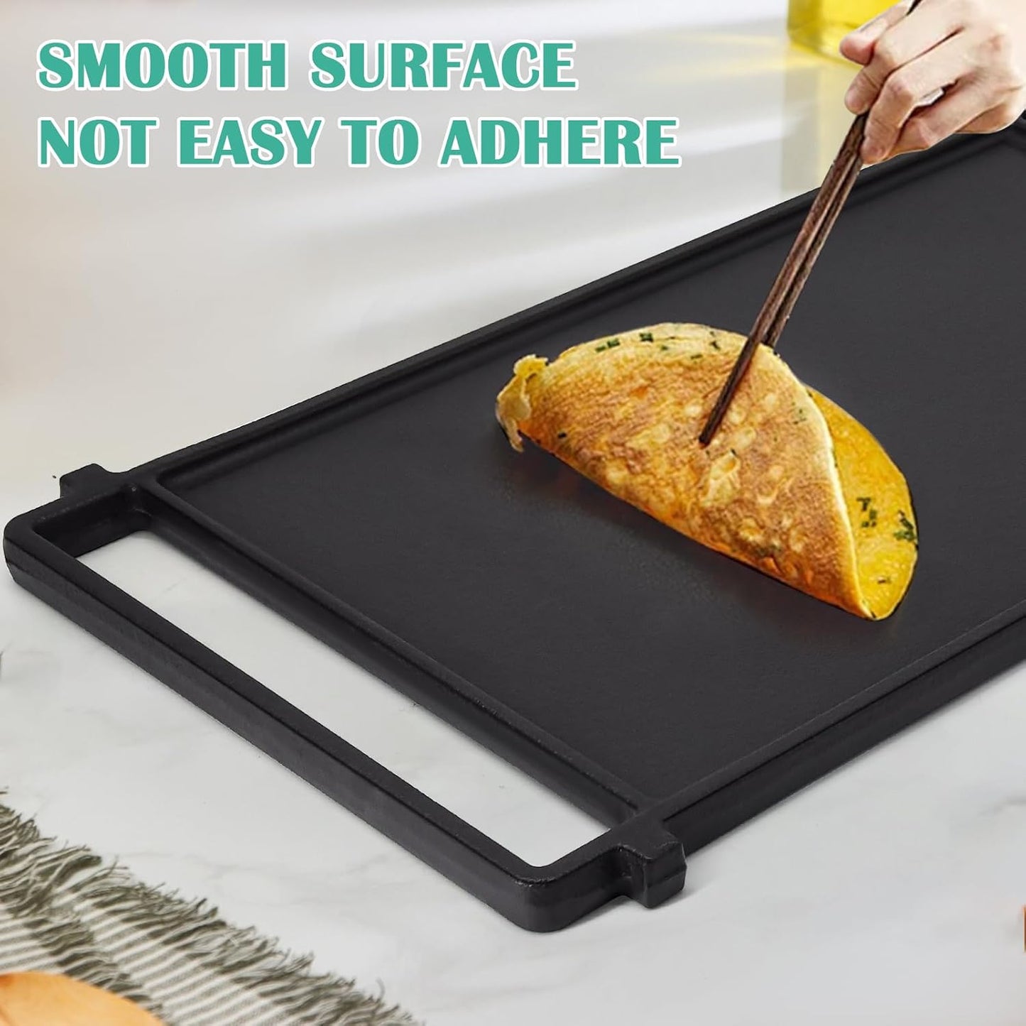 Hiorucet WB31X24998 Cast Iron Griddle Replacement for GE Gas Stove Griddle Plate, JGBS66REKSS Reversible Griddle Flat Top Pan for GE Appliance Gas Range Parts.