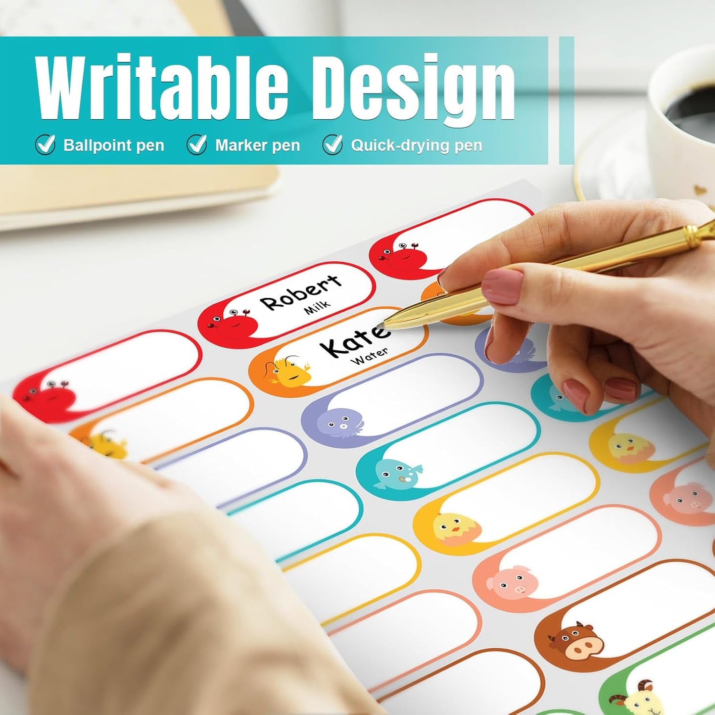 Kingtac 528 Pcs 1''x2.5''Milk Breast Bottle Labels,Baby Bottle Labels for Daycare,Food Grade Safety Stickers，Writable Label for Food Containers,Waterproof, Stain-Proof and Scratch-Resistant