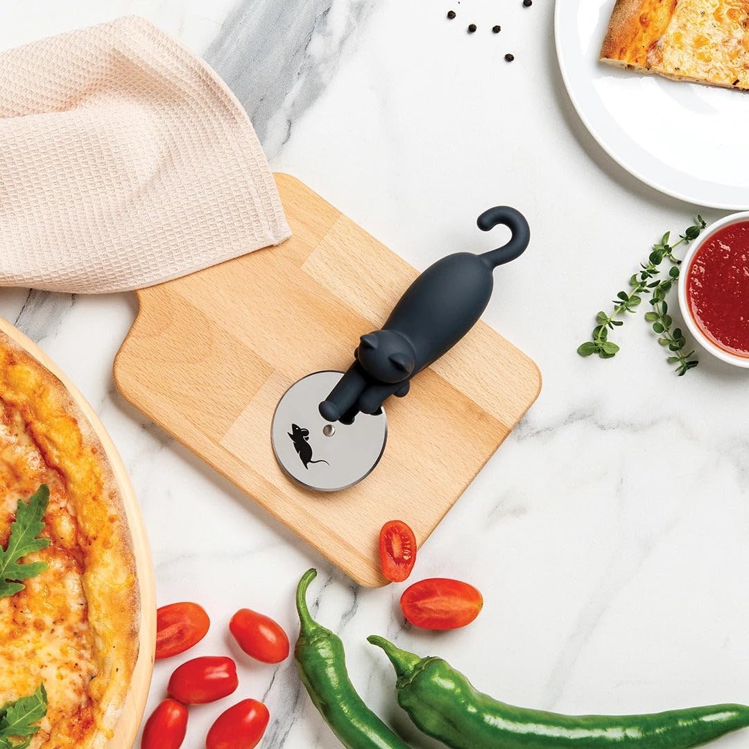 OTOTO Kitty Cut Pizza Cutter Wheel - Pizza Cutters Stainless Steel, Funny Kitchen Gadgets and Kitchen Gifts, Cat Gift for Women Cat Lovers