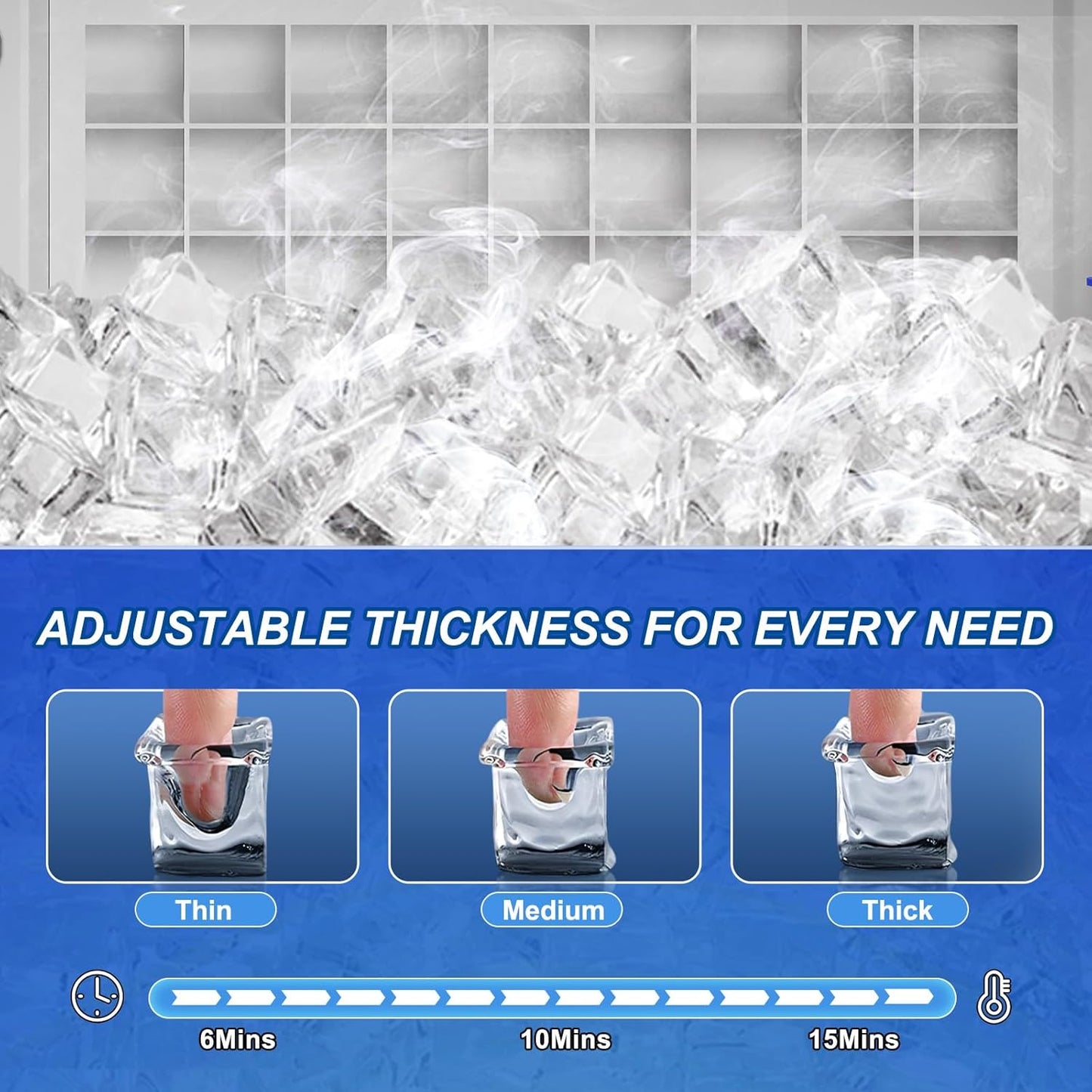 Ice Maker Machine Commercial, 110LBS/24H with 35LBS Storage Bin, 15" Wide Built-in Undercounter/Freestanding Ice Maker Machine for Home Bar Outdoor, 40PCS Ice Cubes Ice Machine, Self Cleaning