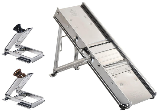 Louis Tellier 3839 Bron Coucke Mandoline Slicer with Hand Guard and (2) Blades, Stainless Steel