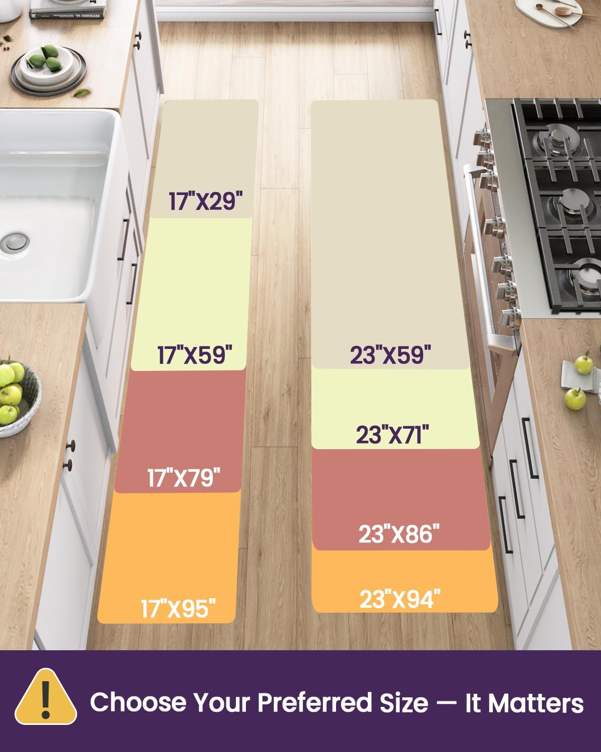 DEXI Kitchen Floor Mats Cushioned Anti Fatigue, 23x86, Large Long Standing Runner Rug Waterproof, Comfort Memory Foam Padded for Front Sink Laundry, Beige White