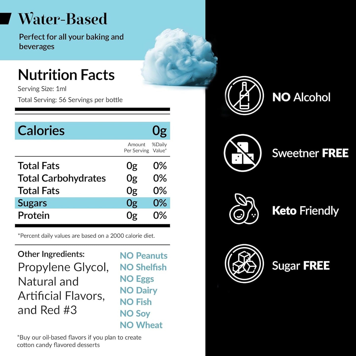 Dolce Flav Cotton Candy Extract – Kosher, Sugar-Free, Concentrated Carnival-Style Flavoring for Baking, Frostings & Drinks, Includes Measured Dropper, 2 oz Pack of 2