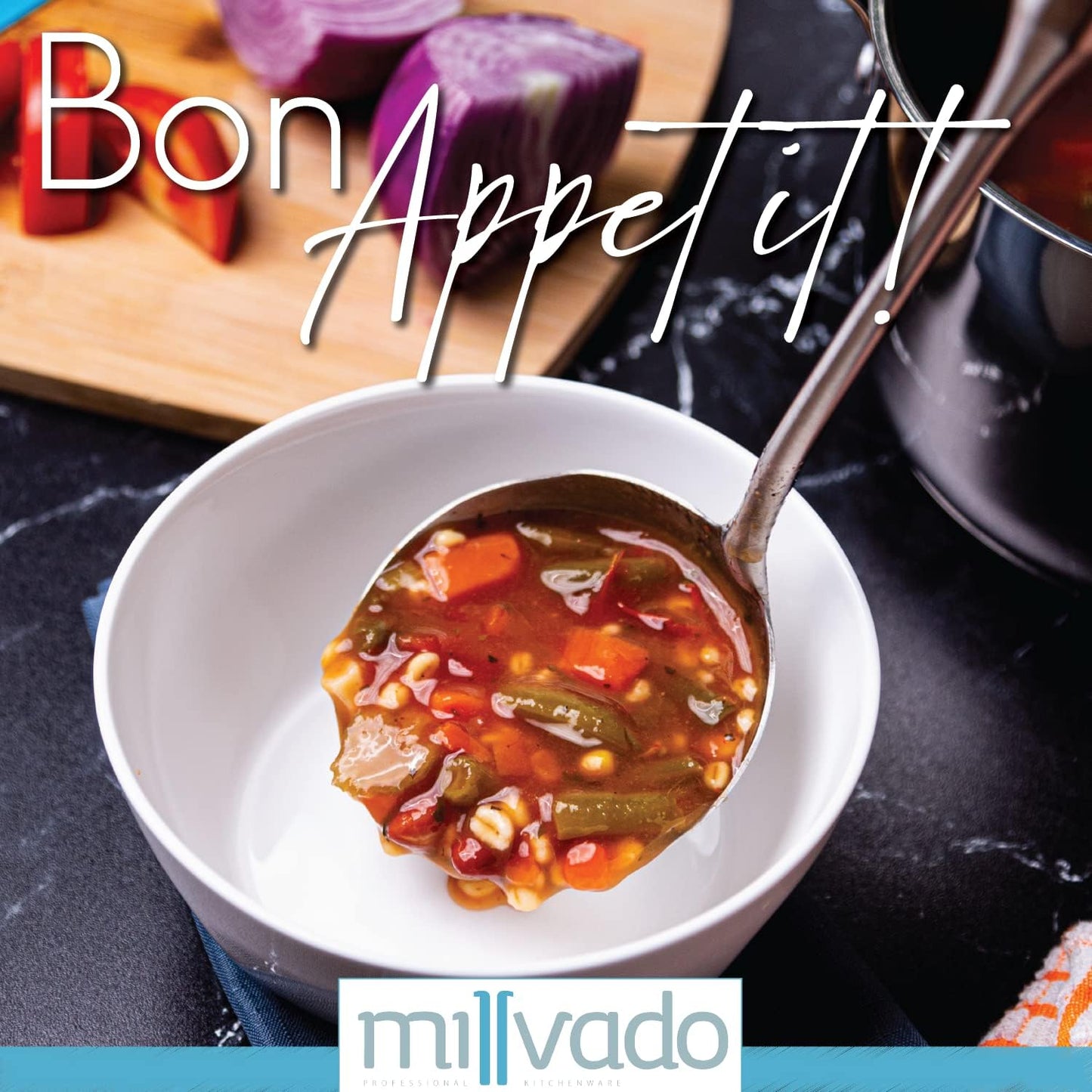 Soup Ladle, Stainless Steel Ladle, 15" Ladles for Serving or Cooking, Dishwasher Safe, Heavy Duty Durable Metal, Kitchen Ladel