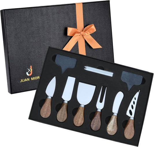 Large Exquisite 12-Piece Complete Cheese Knives Set Collection, Cheese Markers for Charcuterie Board, Black Cheese Labels Chalkboard for Food Dinner Wedding Birthday Parties (Ready Gift)