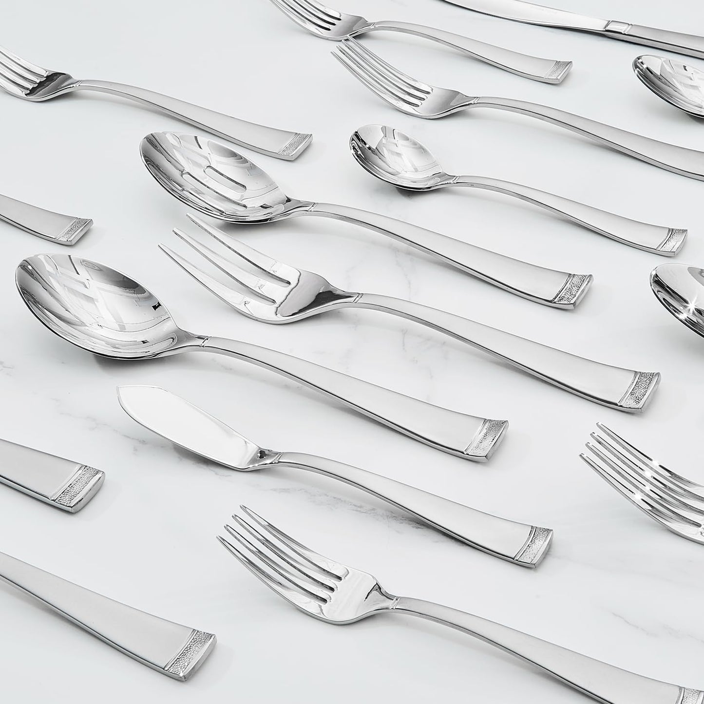 KINGSTONE Silverware Set, 40-Piece Flatware Set for 8, 18/10 Stainless Steel Cutlery Set with Bead Edge, Utensil for Kitchen, Home, Party, Wedding, Mirror Polished, Dishwasher Safe, Featured Gifts