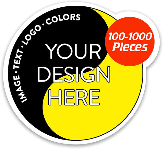 5-1000 Custom Vinyl Stickers - Upload Your own Image, Text, Design, Logo - Personalized Logo Labels for Handmade, Packaging, Bottle, Jars, Candle, Brand Stickers (Black, 1x1)