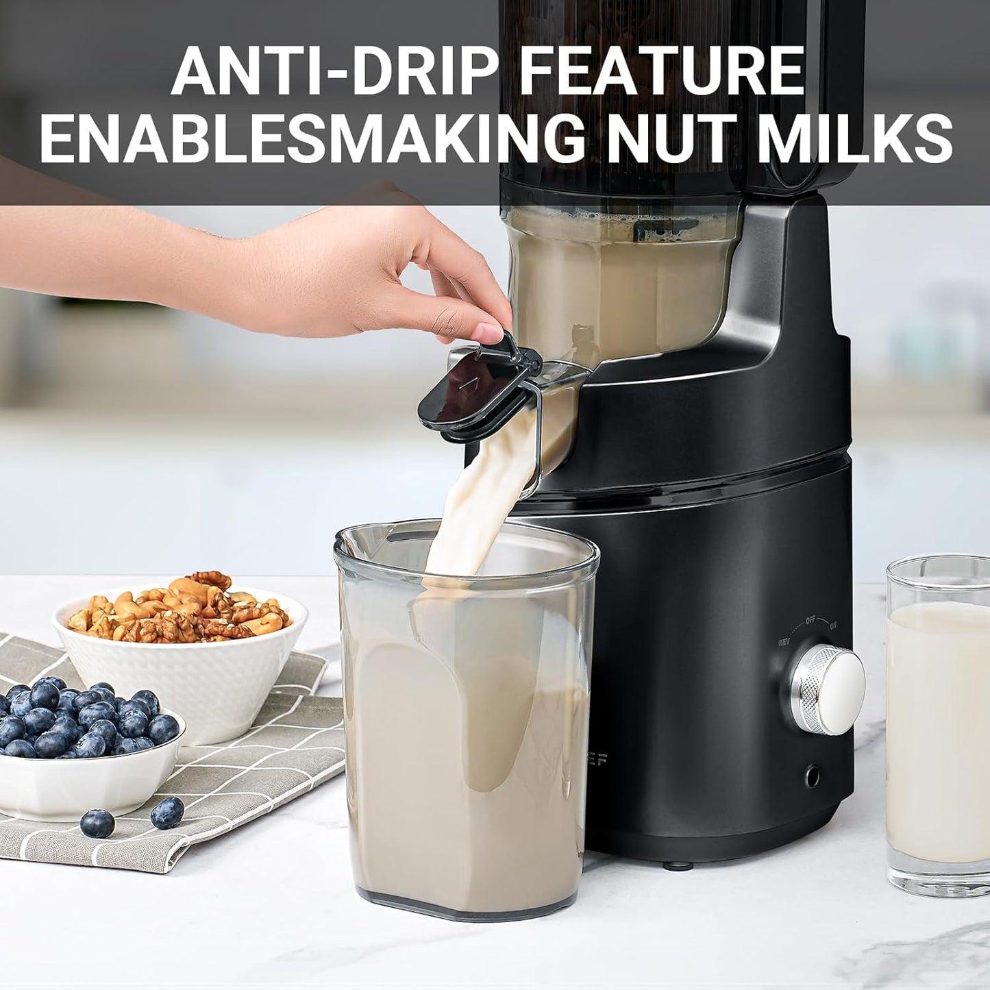 AMZCHEF Juicer Machines, 5.8" Extra Self-Feeding Cold Press Juicer for Whole Vegetable & Fruit, Juice Extractor Machine with Large Auger & Triple Strainers, Easy to Clean, High Juice Yield, Black