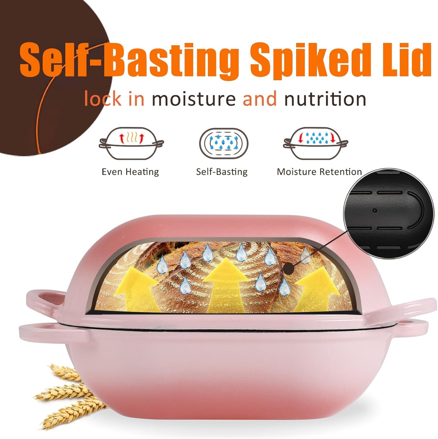 Enameled Cast Iron Bread Oven, 5QT Loaf Cast Iron Bread Pan with Lid, Oval Dutch Oven for Homemade Bread Baking (Gradient Pink)