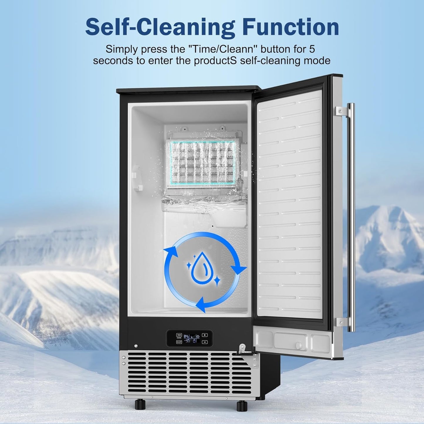 Built in Ice Machine, 95Lbs/Day with 35lbs Storage Bin, 40Pcs Cubes in 10Mins, Reversible Door, Under Counter Ice Maker for Home Office Commercial, Ice Maker Machine Commercial