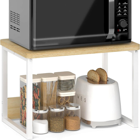 MARTY Kitchen Countertop Organizer Cabinet Shelf, 17x12.4 Large Spice Racks Counter Shelf Microwave Oven Rack Desktop Storage Organization for Kitchen, Office, Metal & Wood, Maple