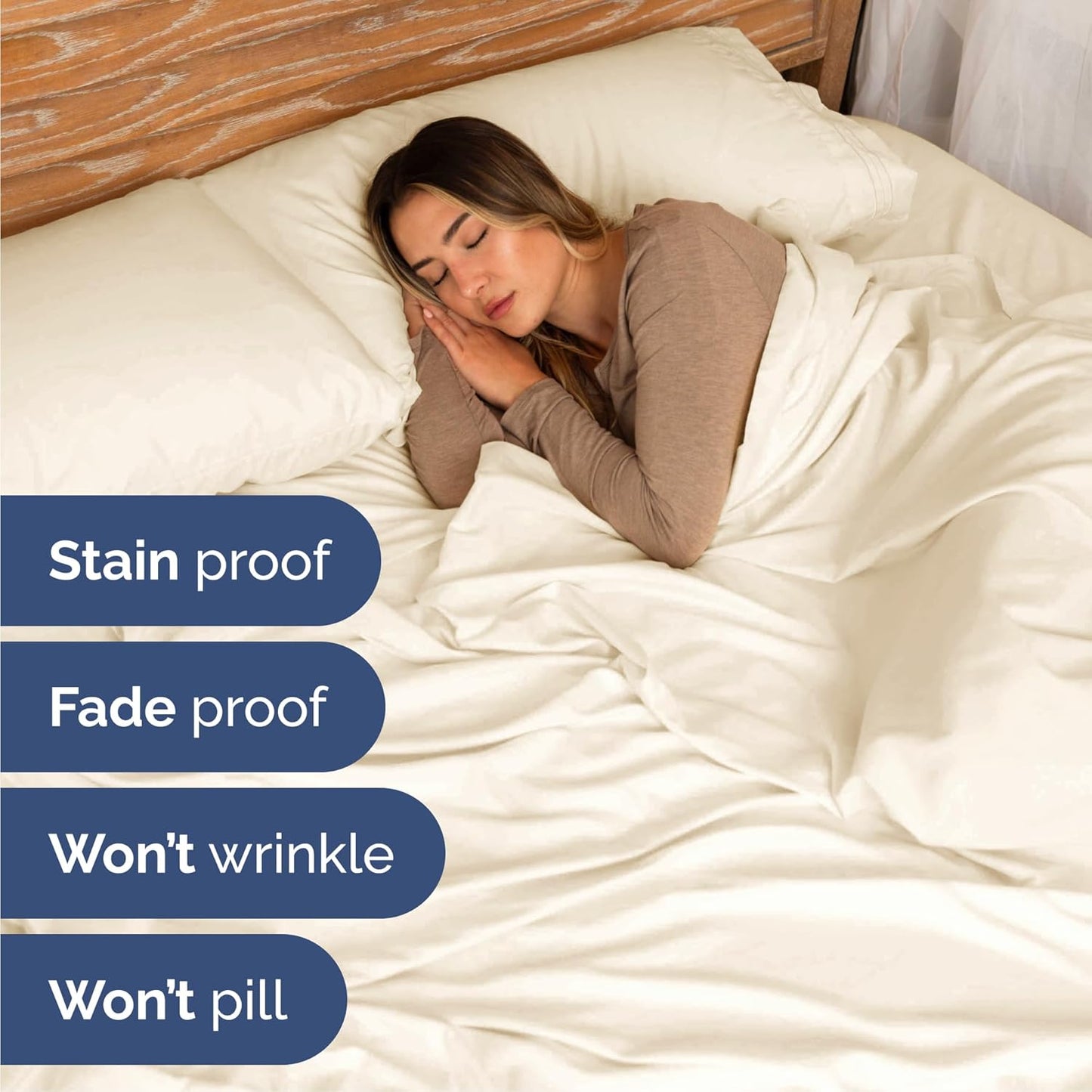 Cal King Size 4 Piece Sheet Set - Comfy Breathable & Cooling Bed Sheets Set - Hotel Luxury Bedding for Women, Men, Kids, Teens, Boys & Girls - Deep Pockets, Soft, Wrinkle Free - Oeko-Tex - Off White