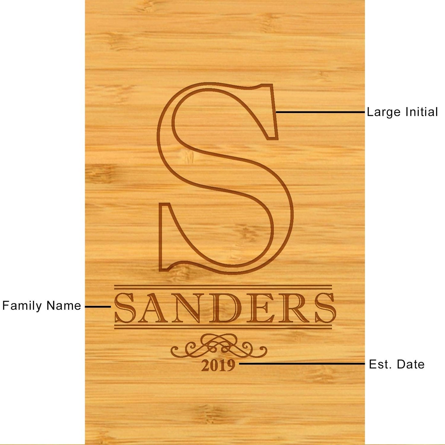 Picnic at Ascot Custom Personalized Engraved Bamboo Cheese/Charcuterie Board - US Patented Designed enables All in One Storage