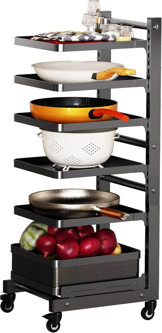 6-Tier Multifunctional Adjustable Pan & Pot Rack for Cabinet (Floor pot rack 6-tier)