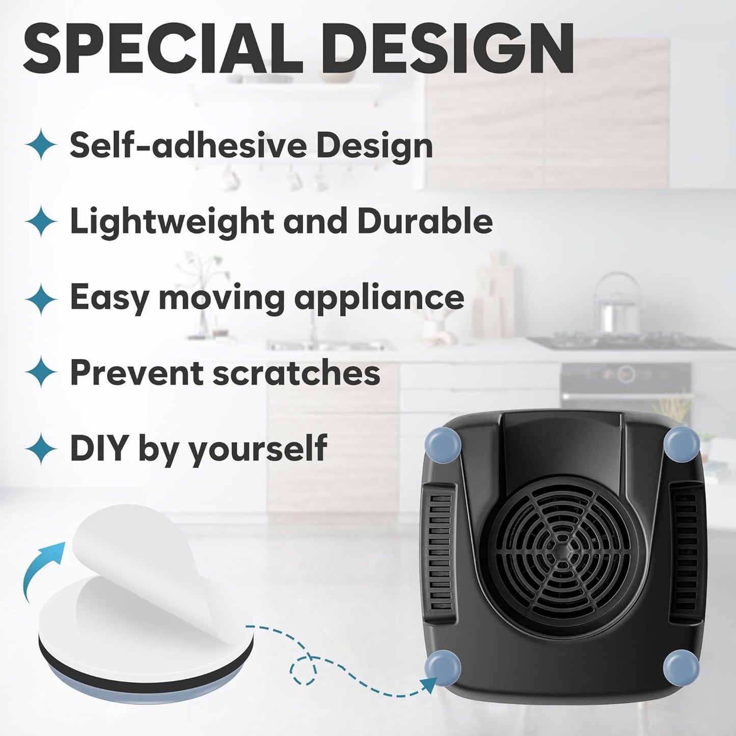 Appliance Sliders for Kitchen 24 PCS Self-adhesive Small Kitchen Finds Appliance Slider Hacks Easy to MovIing & Space Saving Must Have Home Gadgets Mixer Accessories for Countertop