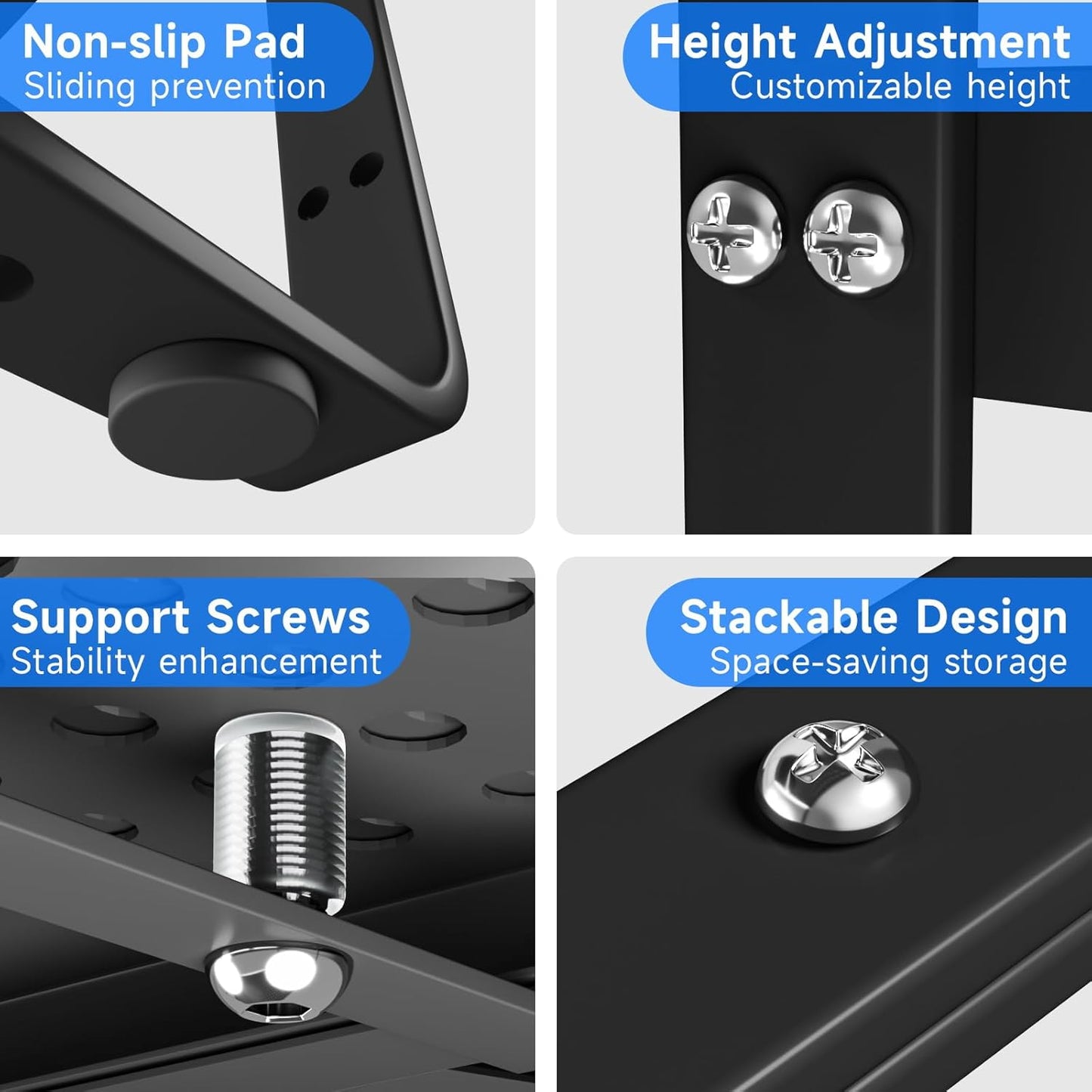 Expandable Kitchen Shelf Organizers, Kitchen Cabinet Organizer Stand Rack Organization for Countertop Cupborad Pantry, Black 3 Pack