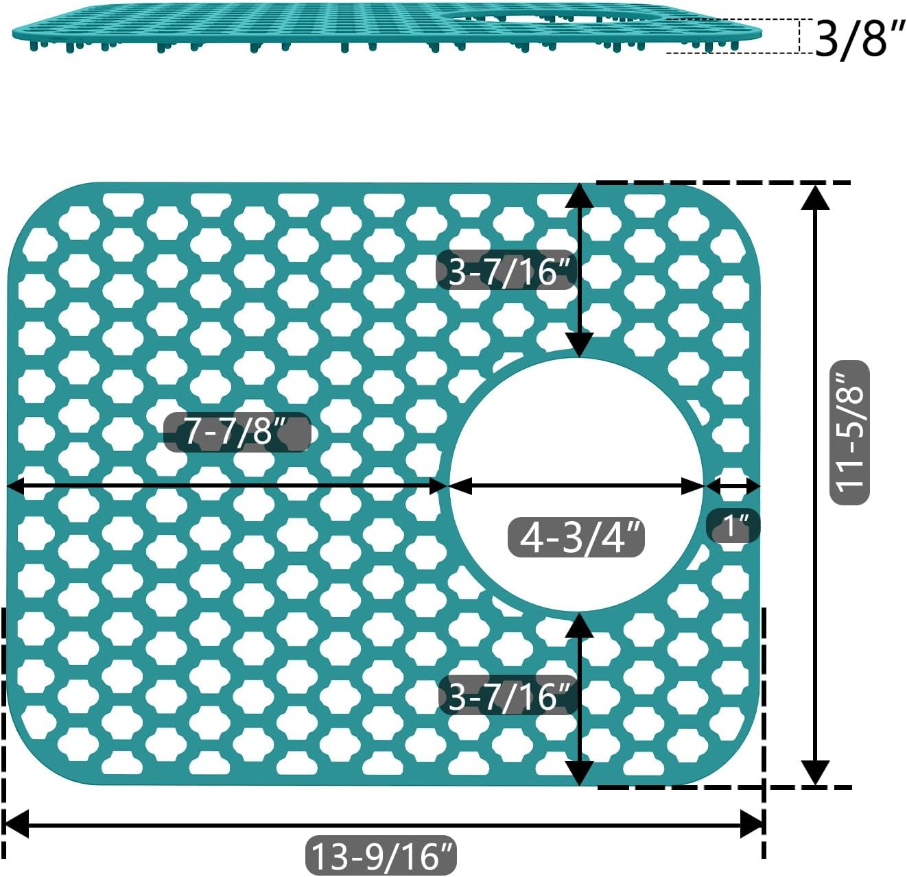 2 Pack Silicone Sink Protector for Kitchen Sink Bathroom, 13.58" x 11.6" Heat-resistant Sink Mat Non-Slip and Durable Silicone Protectors, Rear Drain, Green