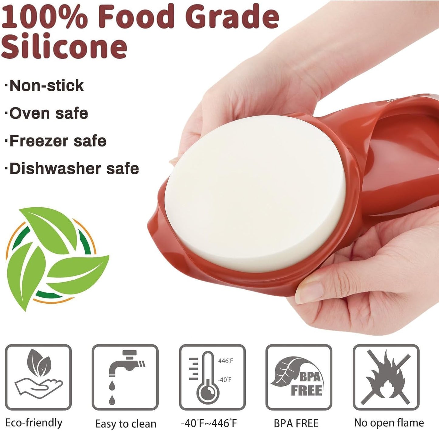 JOERSH 3-PK Silicone Egg Mold Non-Stick 4 Inch Jumbo Size Muffin Top Pan, Large Round Silicone Molds for Baking Hamburger Bun, Egg Bites, Breakfast Sandwiches, Pancakes