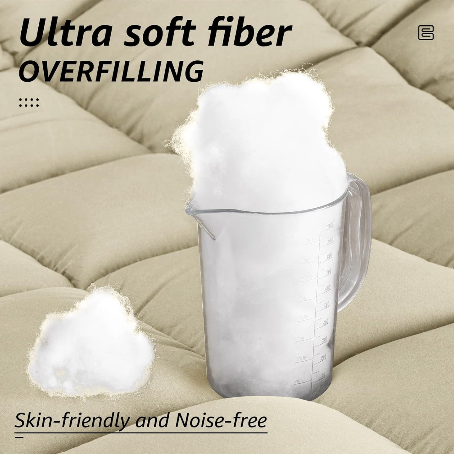 HYLEORY All Season King Size Bed Comforter - Cooling Down Alternative Quilted Duvet Insert with Corner Tabs - Winter Warm - Machine Washable - Beige