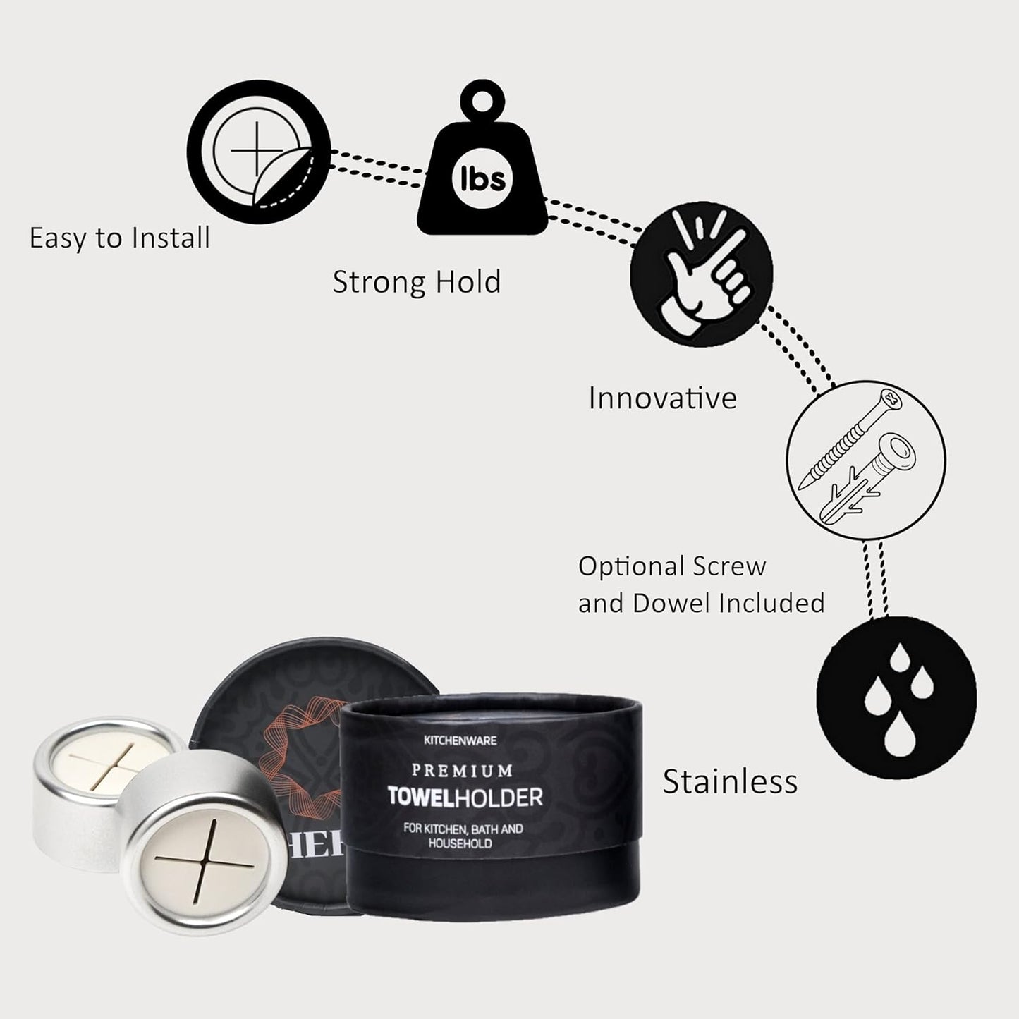 HEFA Towel Hooks, Towel Holder, Dish Towel Holder, Kitchen Organization, Kitchen Towel Hook, Kitchen Towel Holder, Hand Towel Holder, Kitchen Gadgets 8 Pack Eco