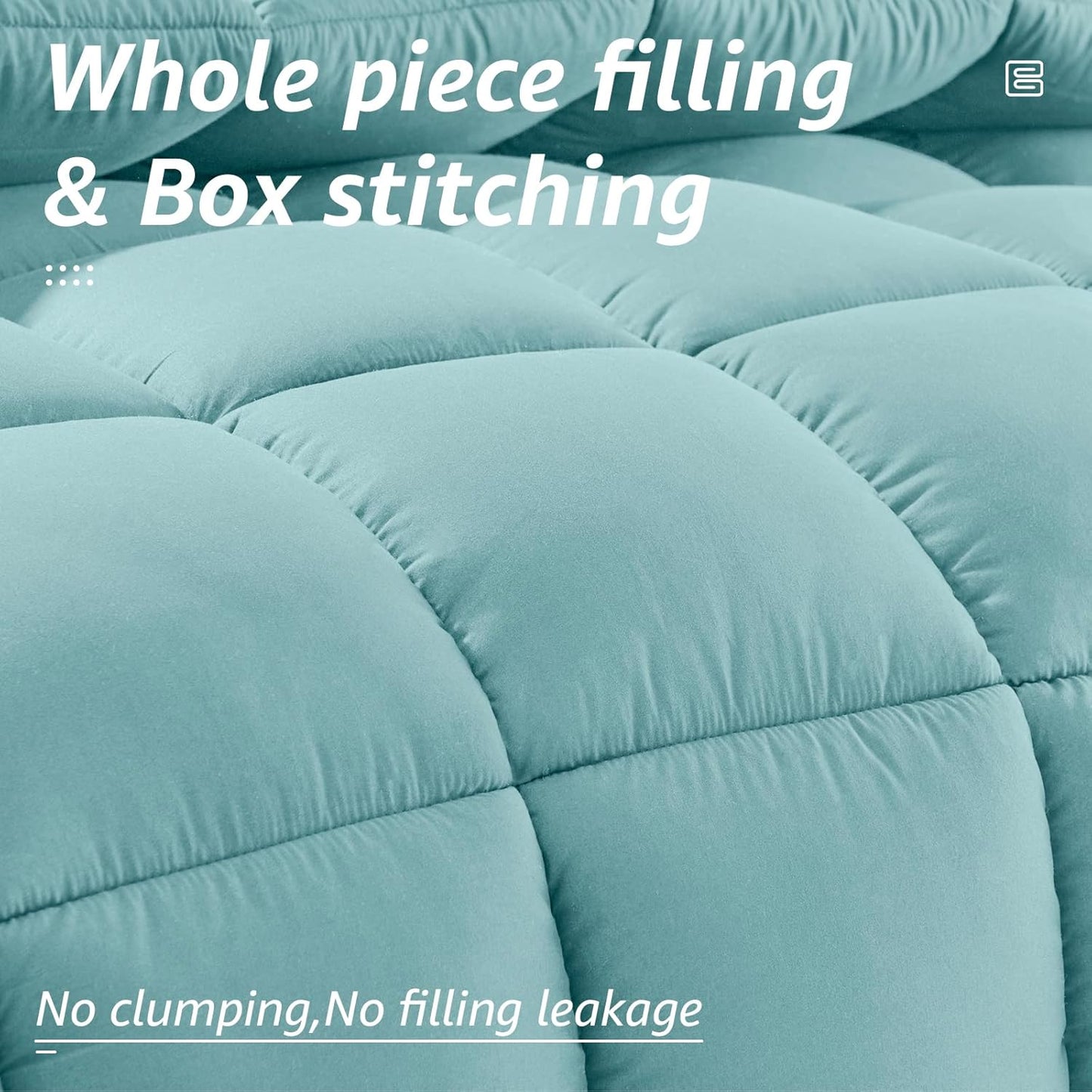 HYLEORY All Season Full Size Bed Comforter - Cooling Down Alternative Quilted Duvet Insert with Corner Tabs - Winter Warm - Machine Washable - Turquoise