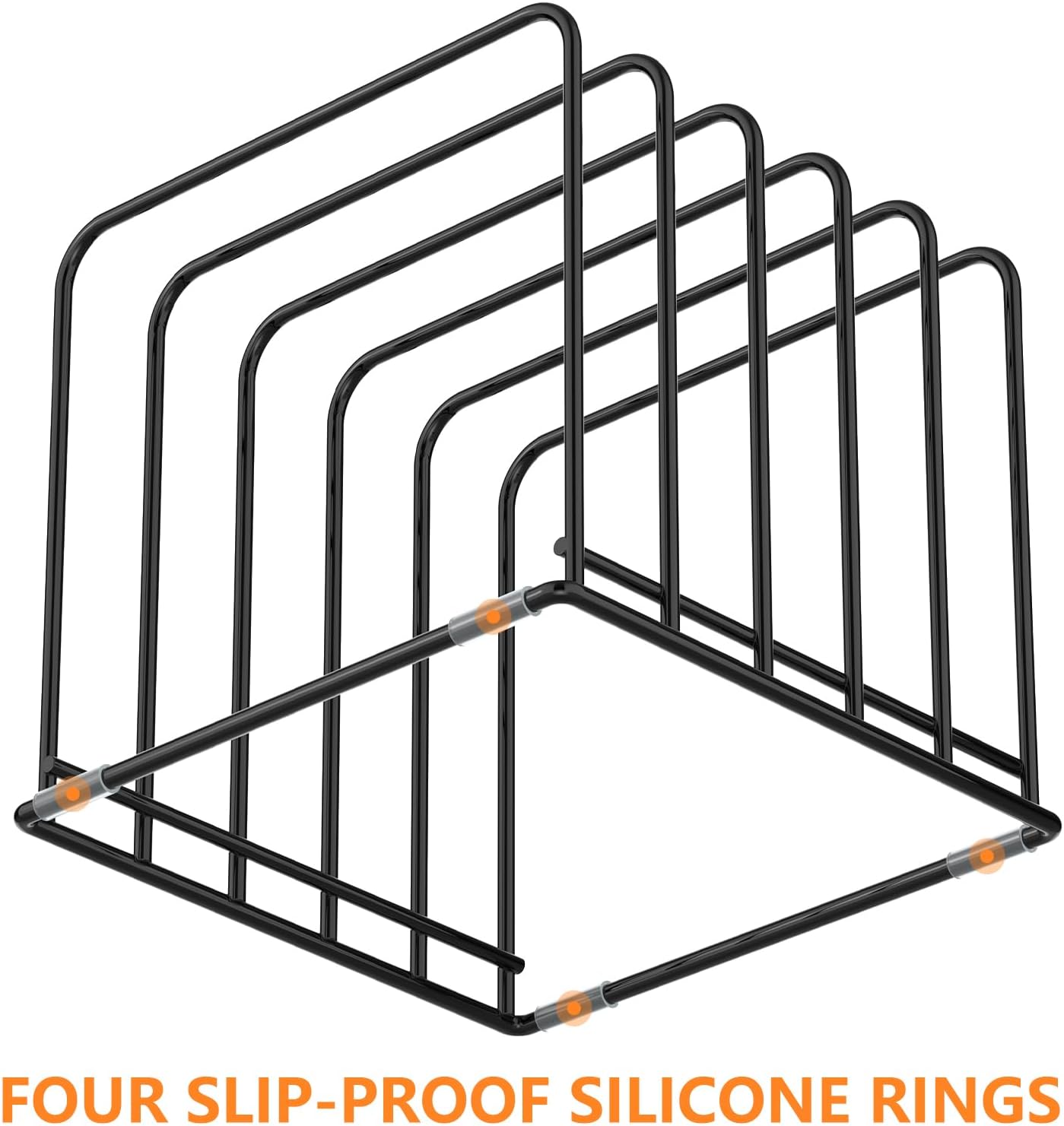 Kitchen Cabinet Organizer, Steel Cookware Holder, Divided Holder with 5 Slots for Skillets Baking Tray and Chopping Board Rack - Baking Pan Holder Storage (2 PCS)