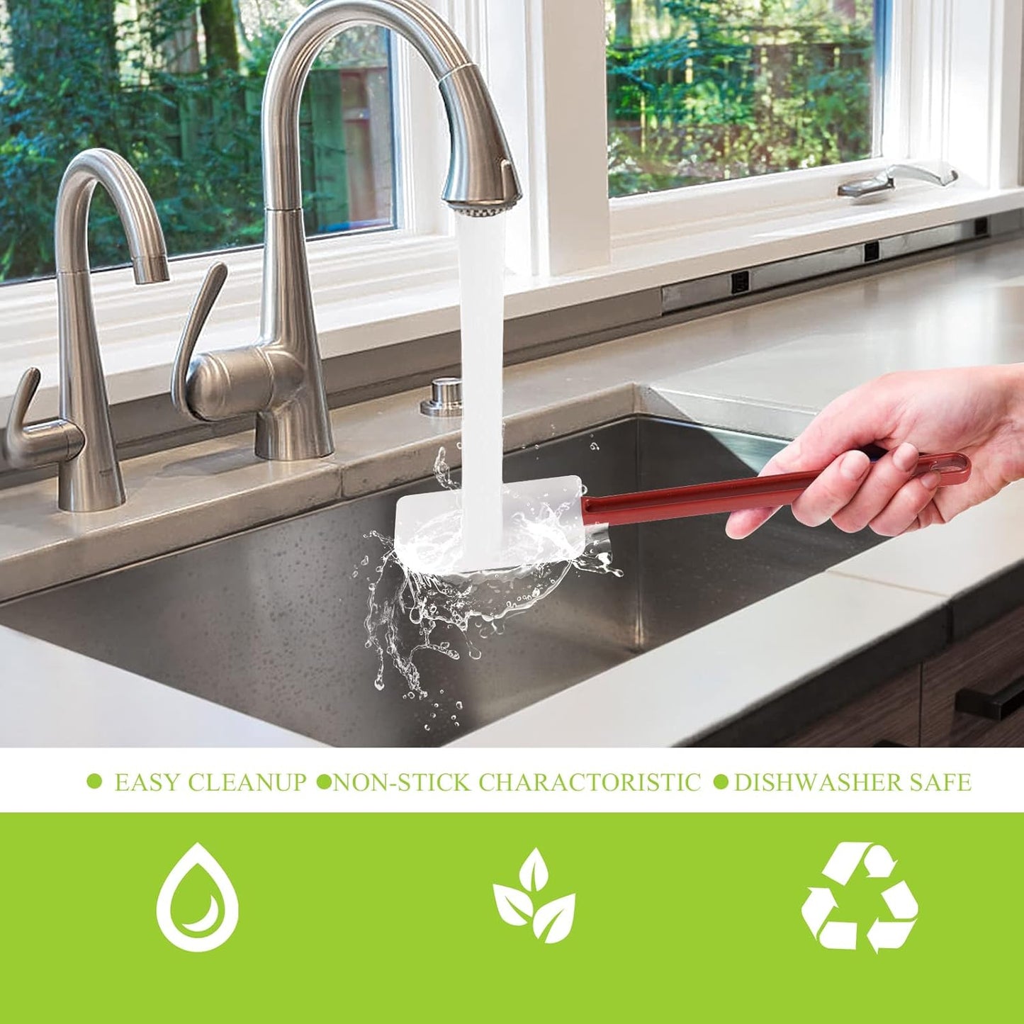 15 PCS Commercial Grade Silicone Spatulas Heat Resistant, 9.5-Inch Silicone Rubber Spatulas, Commercial Silicone Rubber Spatulas for Baking, Nonstick & BPA-Free