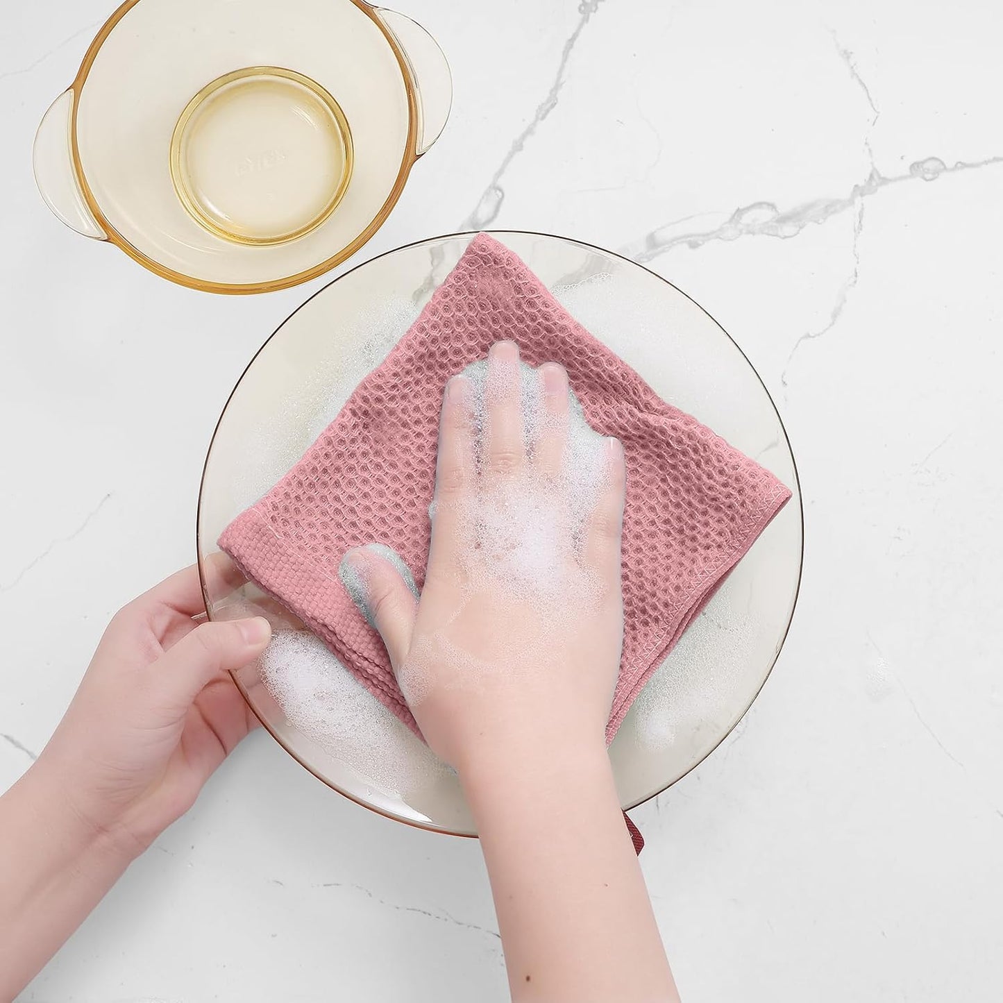 Homaxy 100% Cotton Waffle Weave Kitchen Dish Cloths, Ultra Soft Absorbent Quick Drying Dish Towels, 12 x 12 Inches, 12-Pack, Dried Rose