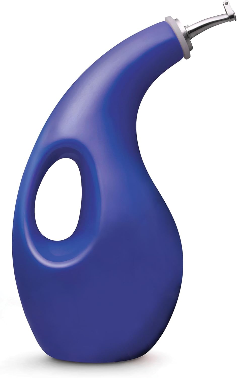 Rachael Ray Solid Glaze Ceramics EVOO Olive Oil Bottle Dispenser with Spout - 24 Ounce, Blue
