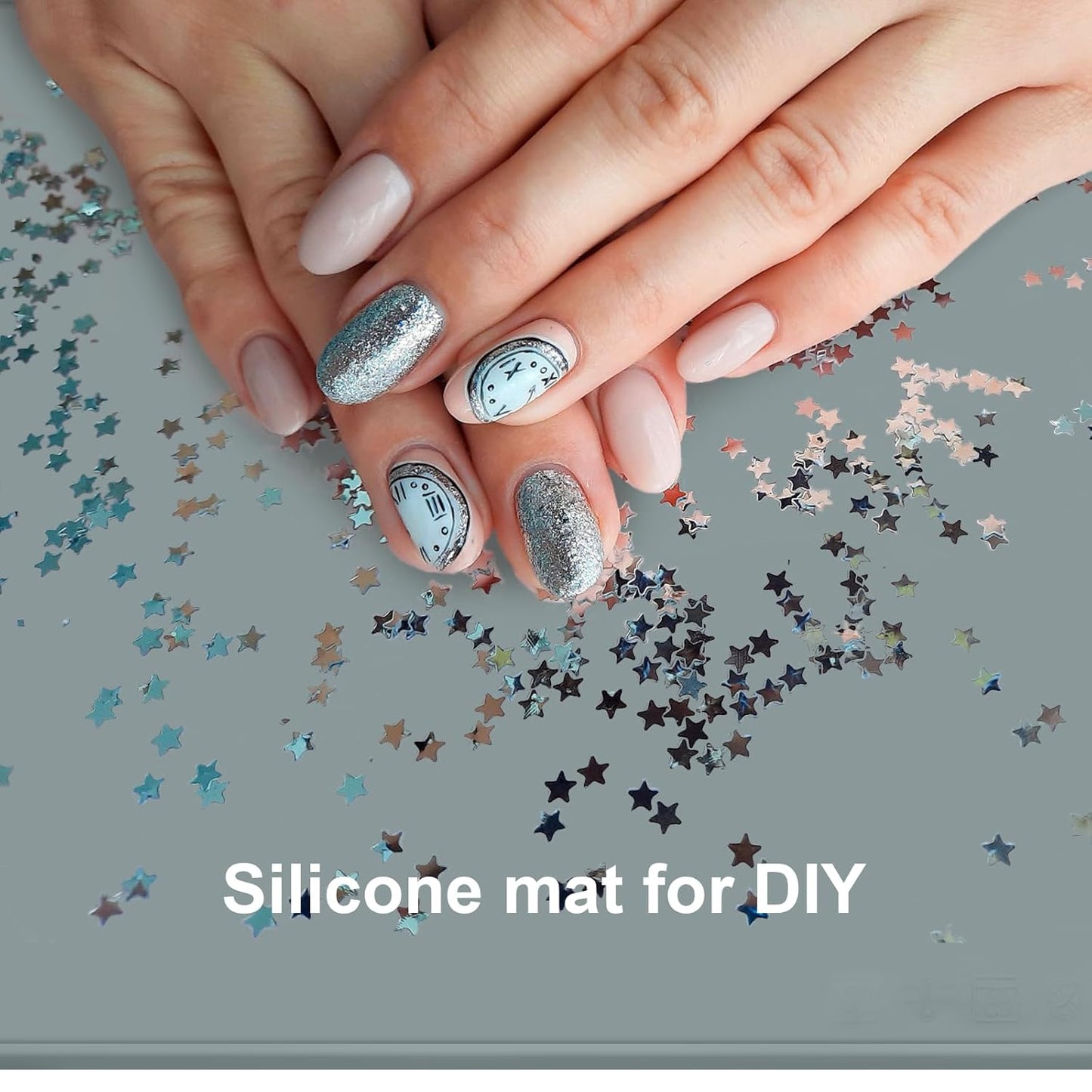 Large Silicone Mat 6 Pack, 20"x16" Silicone Craft Mats for Resin Jewelry Casting Molds, Food Grade Silicone Sheet with Raised Edge, Nonstick Waterproof, Cool Grey