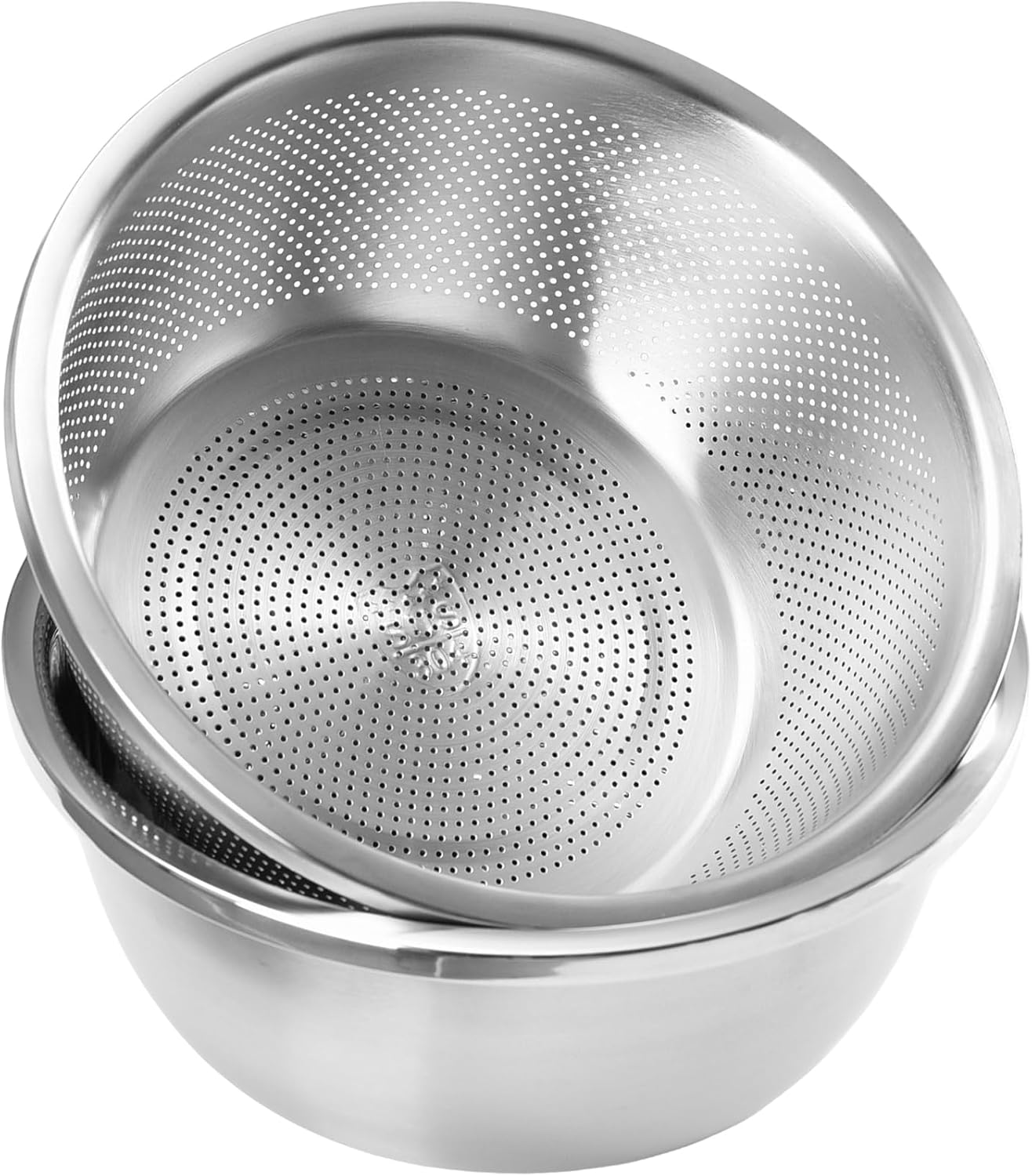 Colander and Bowl Set 4.0QT (2-in-1) - Thickened 304 Stainless Steel Kitchen Strainer Bowl for Fruit, Pasta, Vegetables, Rice - Heavy Duty, Induction Cooker & Dishwasher Safe