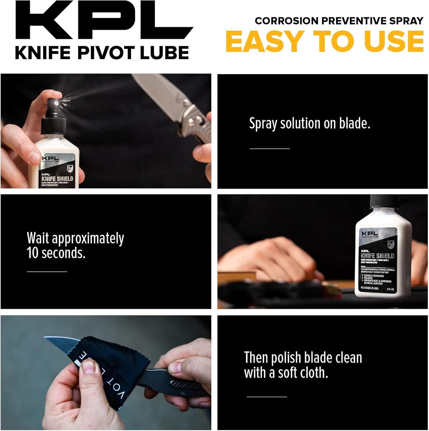 Knife Pivot Lube – Knife Shield Corrosion Preventive – Food Safe Rust Protection & Water Based Cleanser – 4 fl oz