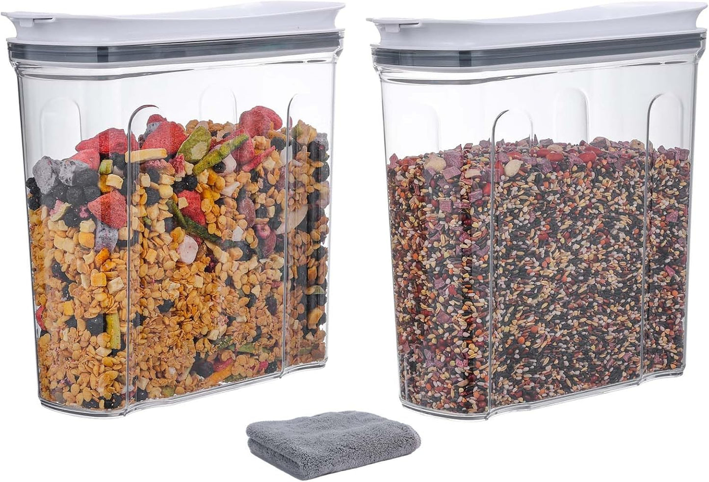 FreshKeeper Cereal Containers Storage Set, Airtight Food Storage Container with Lid 3.5L,2PCS BPA-FREE Plastic Pantry Organization Canisters for Rice Cereal Flour Sugar Dry Food in Kitchen…