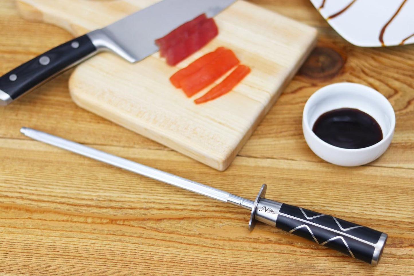 Professional Honing Steel 12”, Magnetized for Safety, No Rust, No Cheap Plastic! Noble’s Knife Sharpener Has an Oval Handle for a Firm Grip and is Built For Daily Use, Perfect for Chefs!