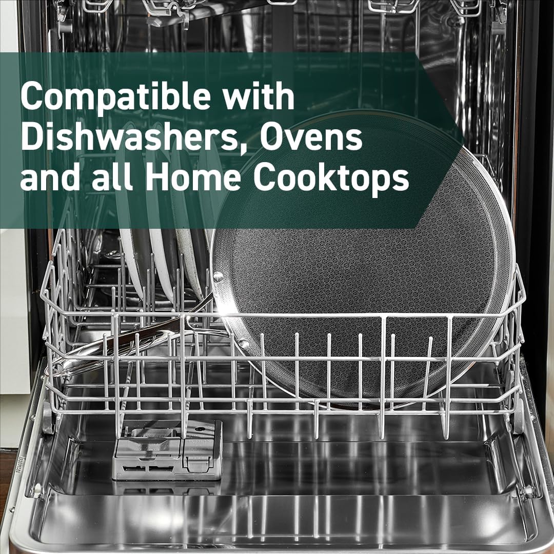 HexClad Hybrid Nonstick 12-Inch Griddle Pan, Stay-Cool Handle, Dishwasher-Friendly, Oven-Safe Up to 900°F, Induction Ready, Compatible with All Cooktops