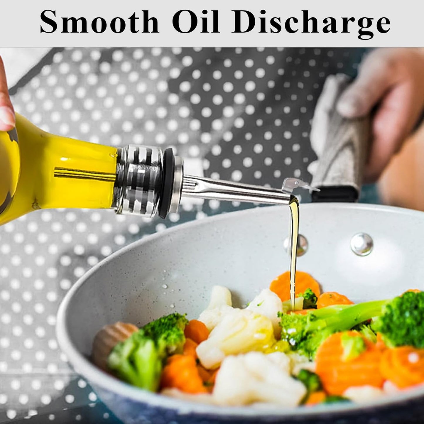 2 Pack Oil Spout with Flip Top, Olive Oil Dispenser Spout,Liquor Bottle Pourer Spouts for About 3/4" Bottle Mouth