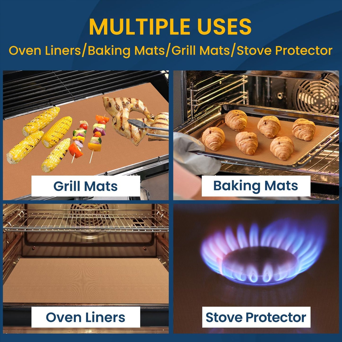 3 Pack Heavy Duty Oven Cover - 23.6"x 15.7" Non-Stick Reusable Liner for Electric, Gas, Toaster Ovens, BBQ - BPA & PFOA Free