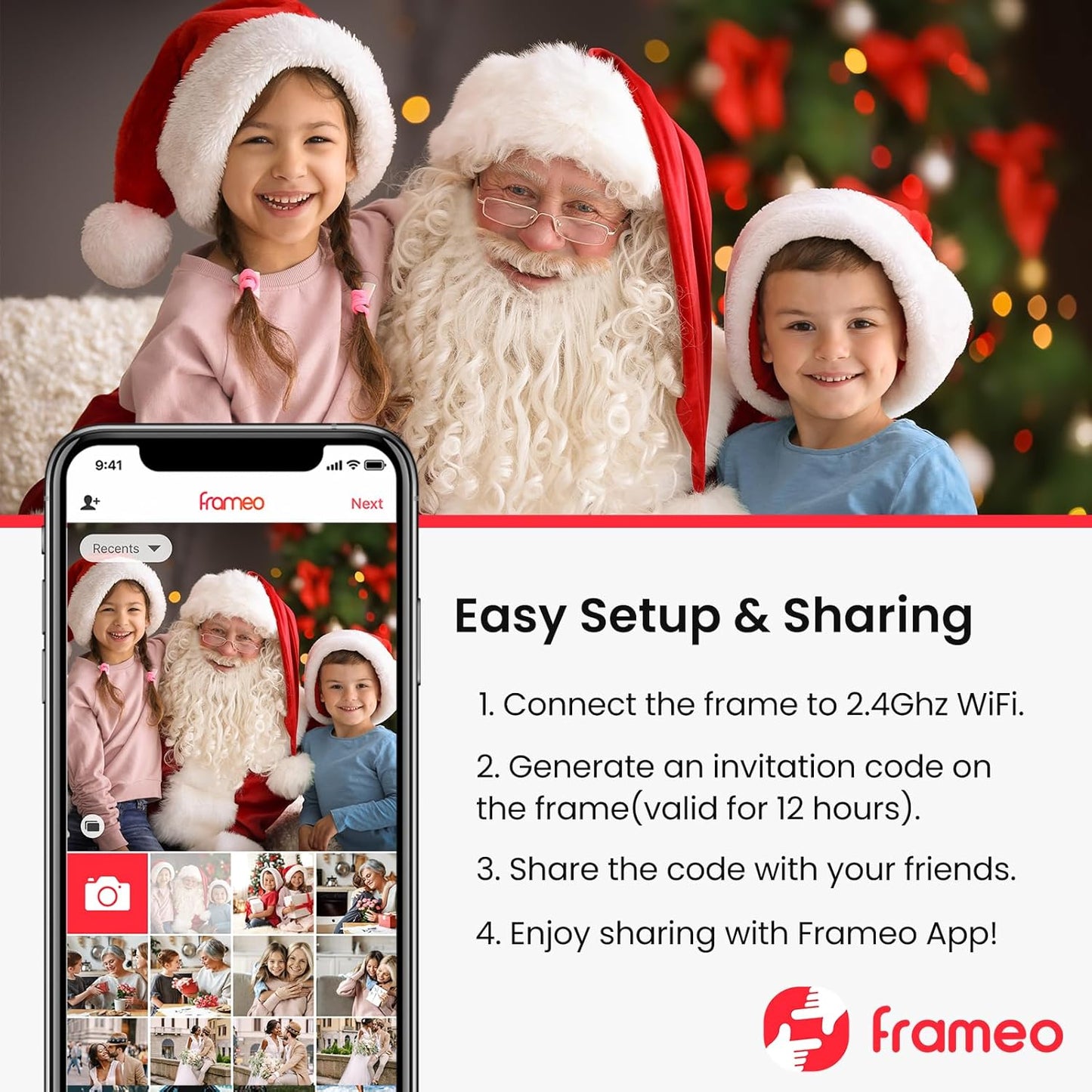 15.6'' Digital Picture Frame with 1920x1080 IPS Touch Screen, 32GB Frameo WiFi Digital Photo Frame, Share Photos/Videos and Send Best Wishes via Free App