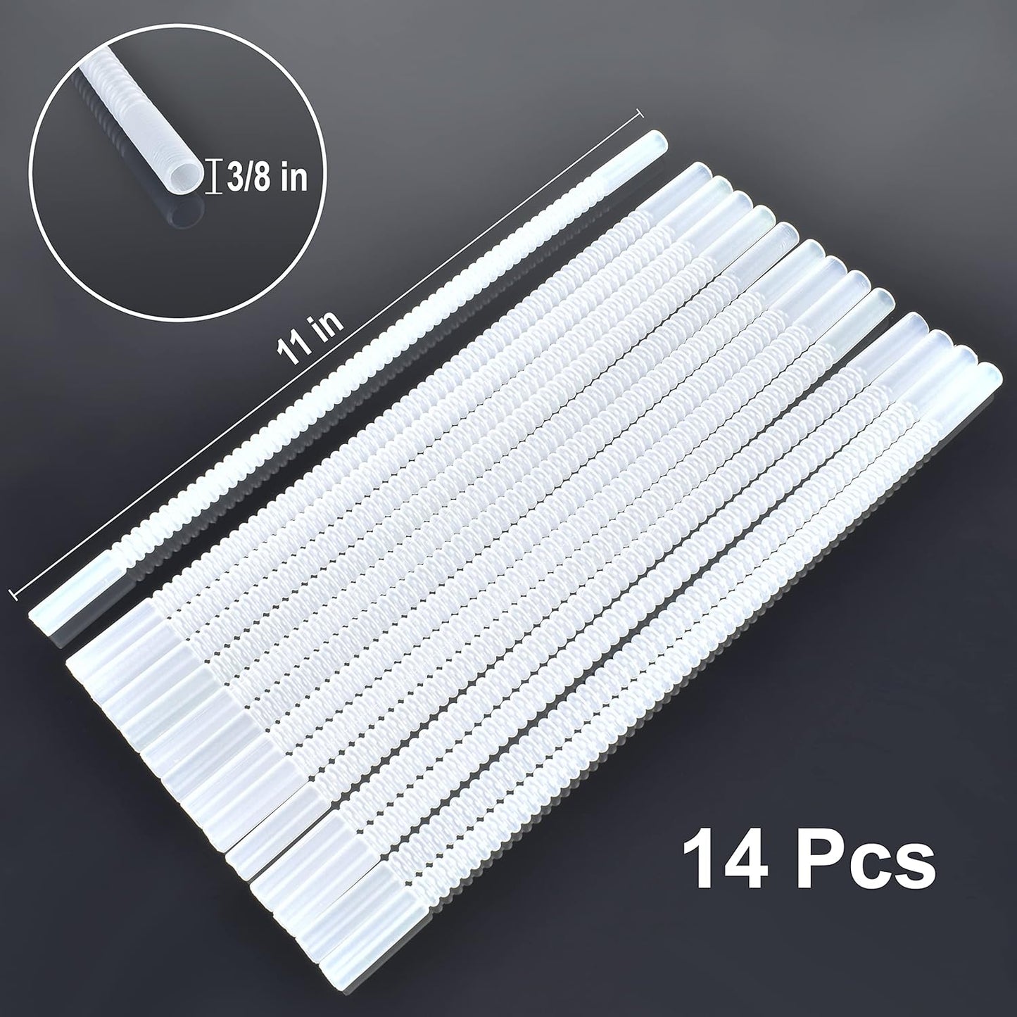 Bendable Straws - 11 inch Long Flexible Straws - Bendy Drinking Straw Reusable - 14 Pack