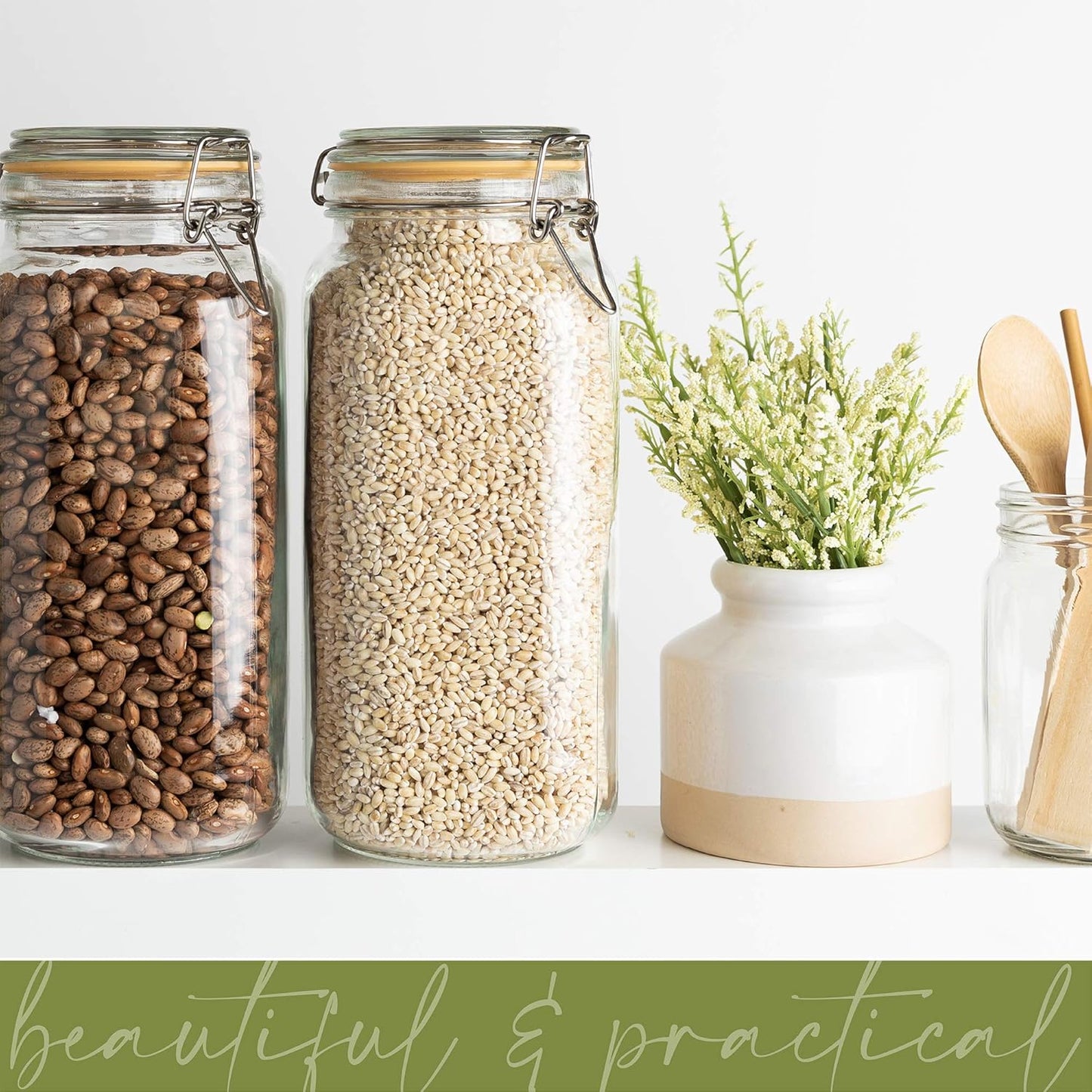 Galashield Glass Jars with Lids 67 oz Food Storage Jars with Airtight Lids Leak Proof Glass Canisters Kitchen Jars [Set of 2]