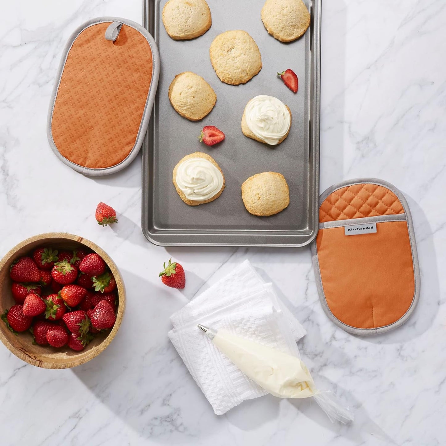 KitchenAid Asteroid Pot Holder 2-Pack Set, Honey Orange, 6.5"x10"