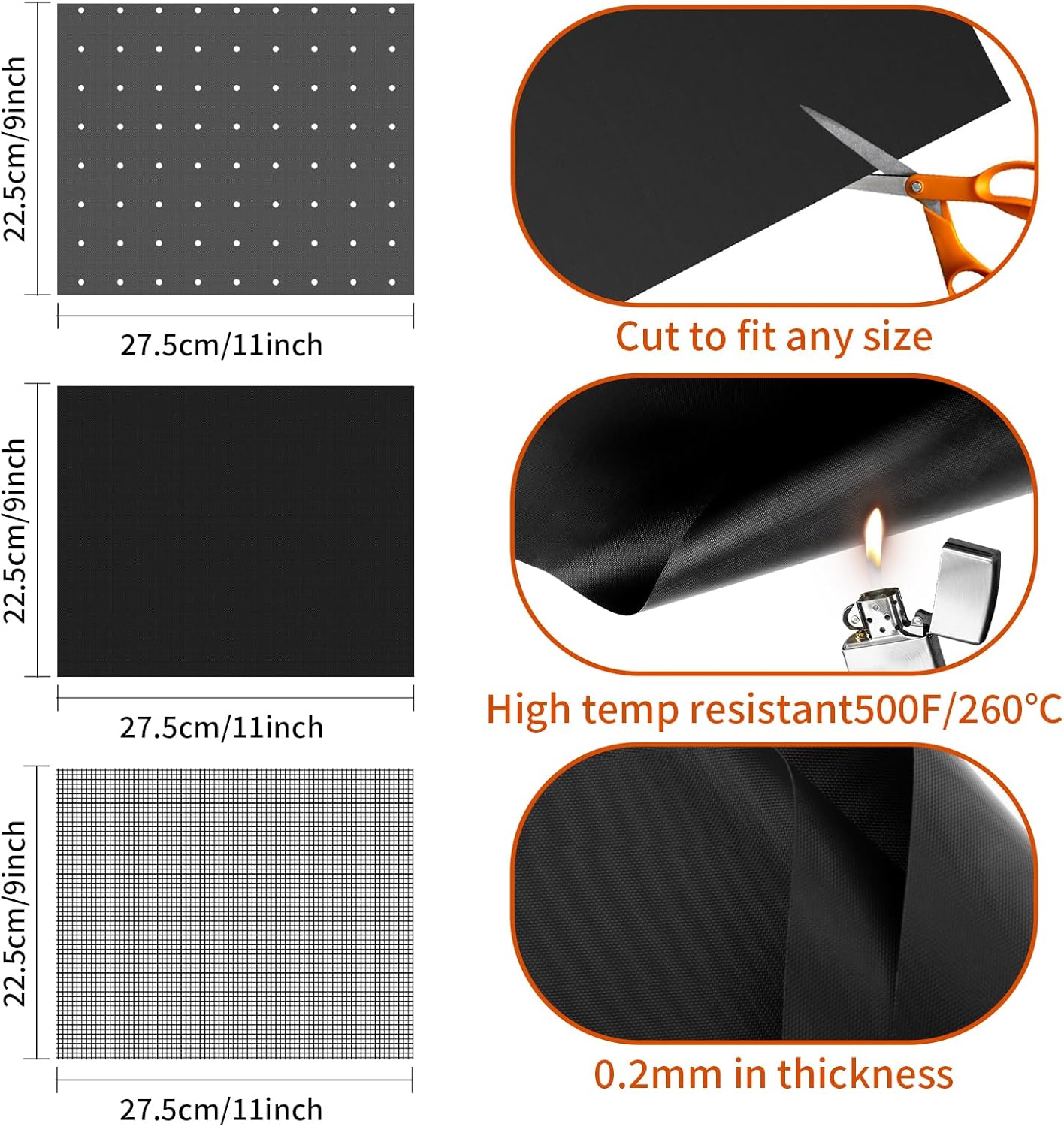 6Pcs Reusable Oven Liners for Toaster Oven, Non Stick Air Fryer Oven Liners Easy Clean Toaster Mat, Grill Baking Ma t Compatible with Cuisinart, Ninja, Kalorik Air Fryer Microwave(9 x 11 Inch)