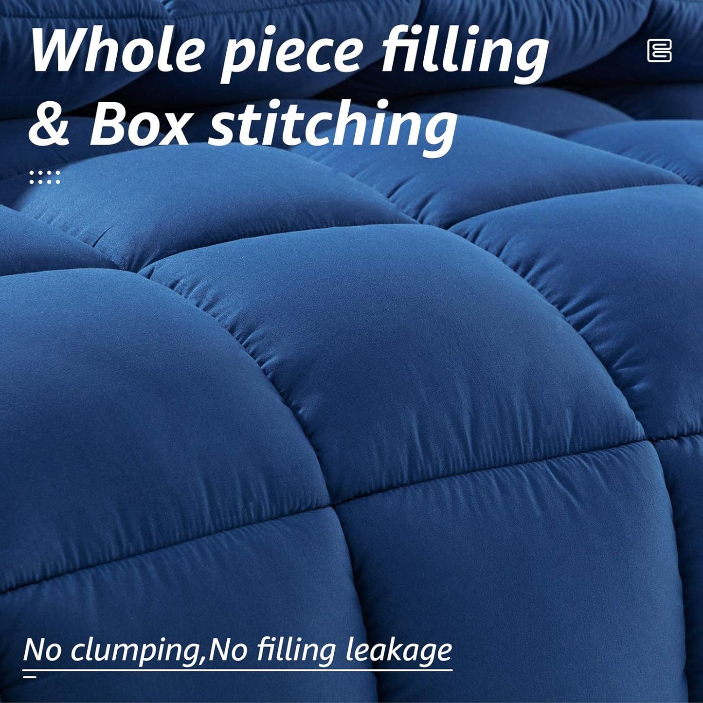 HYLEORY All Season Full Size Bed Comforter - Cooling Down Alternative Quilted Duvet Insert with Corner Tabs - Winter Warm - Machine Washable - Navy Blue