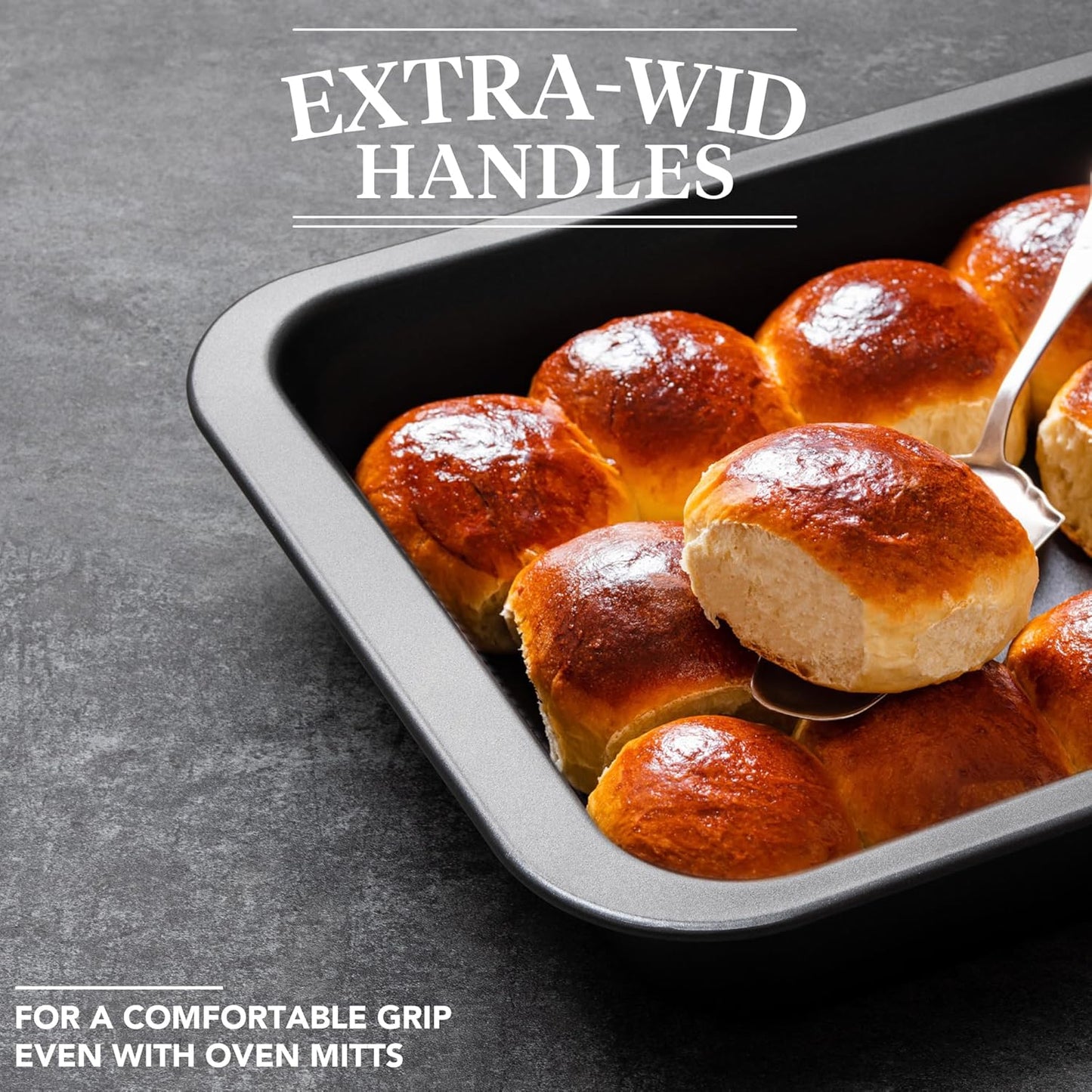 Cake Pan, Nonstick Baking Pan for Cake, Bread, Brownie or Lasagna, Heavy Duty Baking Dish with Diamond Texture Pattern and Wide Grips, Set of 2